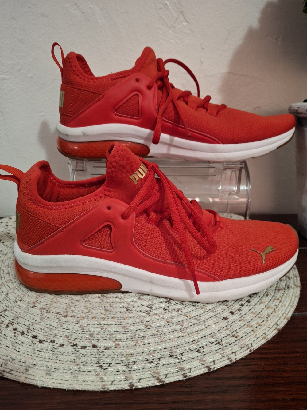Puma Women's Electron 2.0 Red Sneakers with Gold Accent Size 9